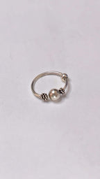 Silver Ball Nose Ring Wire-Wrapped Nostril Hoop Boho Beaded Piercing