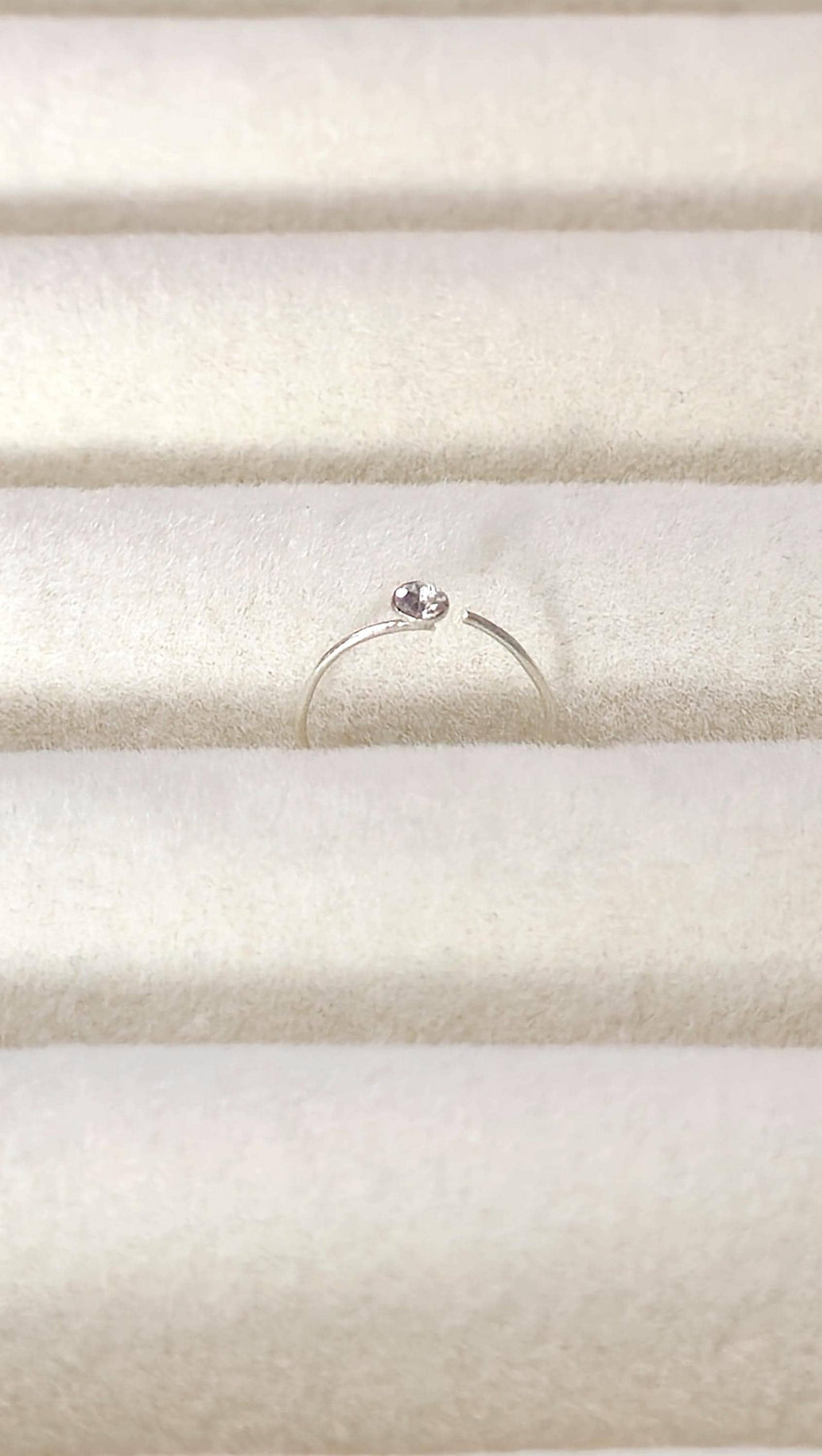 Dainty Silver Crystal Nose Ring, Silver Open Nostril Hoop
