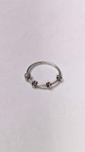 Silver Coiled Ball Nose Ring Wire-Wrapped Boho Nostril Hoop Beaded Piercing Jewellery