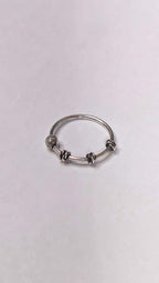 Silver Coiled Ball Nose Ring Wire-Wrapped Boho Nostril Hoop Beaded Piercing Jewellery