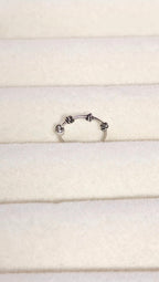 Silver Coiled Ball Nose Ring Wire-Wrapped Boho Nostril Hoop Beaded Piercing Jewellery