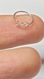 Sterling Silver Triple Loop Nose Ring, Infinity Nostril Hoop, Minimalist Boho Piercing