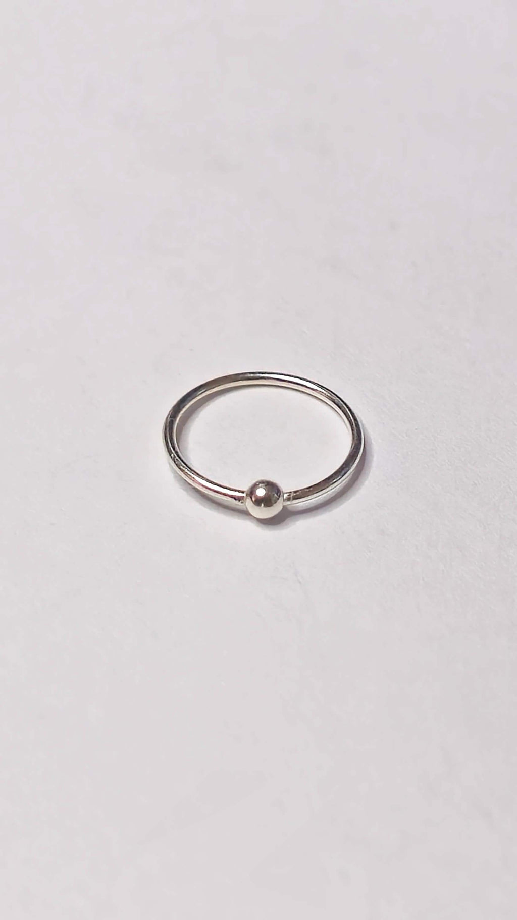 Sterling Silver Ball Nose Ring, Minimalist Beaded Nostril Hoop, 925 Silver Piercing