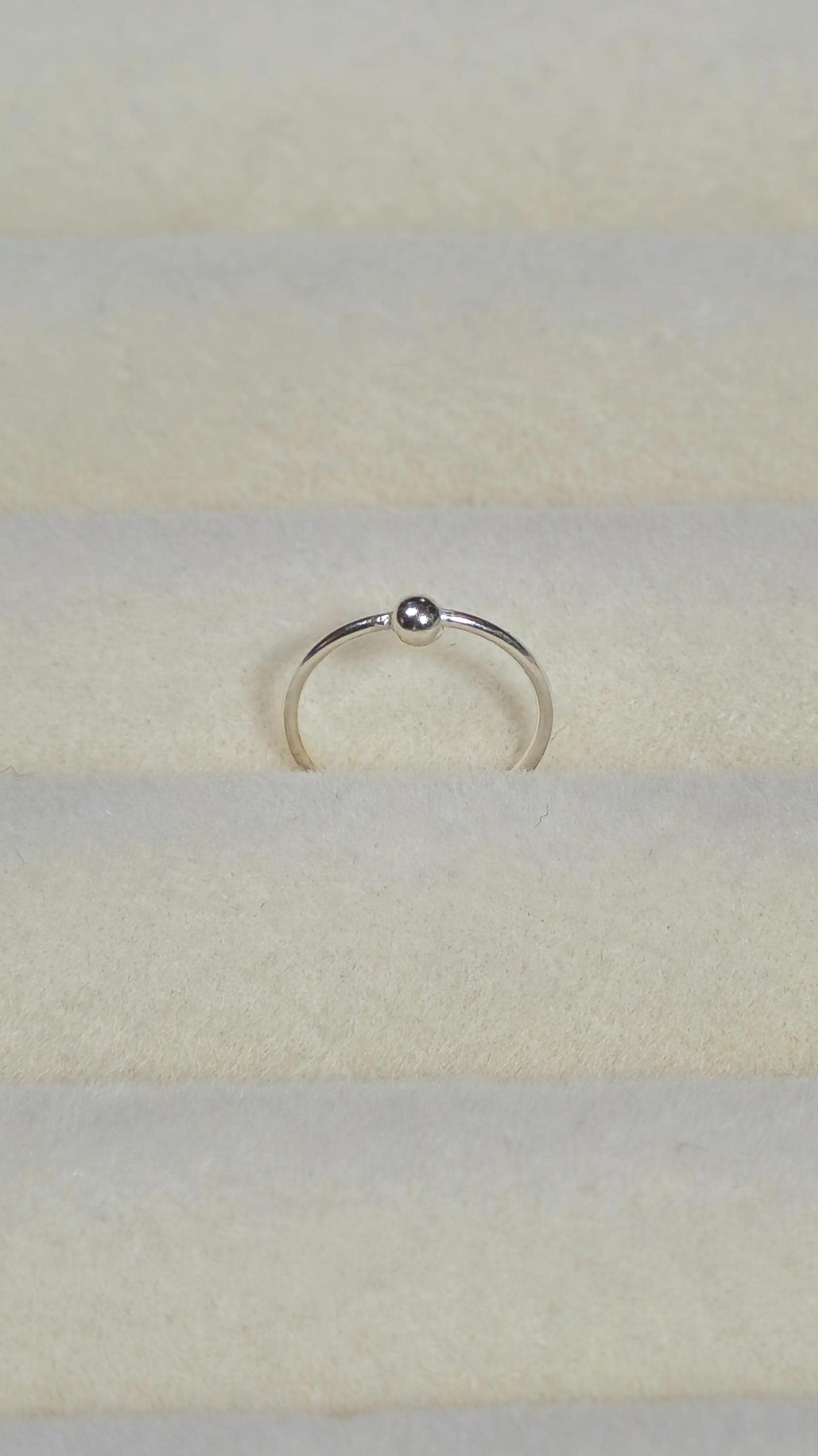 Sterling Silver Ball Nose Ring, Minimalist Beaded Nostril Hoop, 925 Silver Piercing