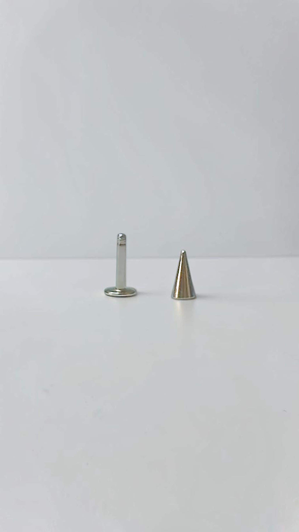 3 Piece Stainless Steel Labret Stud Set, Ball Cone Spike Flat Back Lip Rings