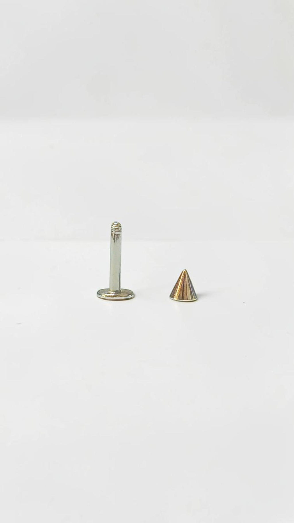 3 Piece Stainless Steel Labret Stud Set, Ball Cone Spike Flat Back Lip Rings