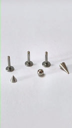 3 Piece Stainless Steel Labret Stud Set, Ball Cone Spike Flat Back Lip Rings