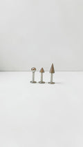 3 Piece Stainless Steel Labret Stud Set, Ball Cone Spike Flat Back Lip Rings