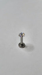 Clear CZ Labret Stud, Stainless Steel Flat Back Earring, Tragus Helix Piercing Jewellery