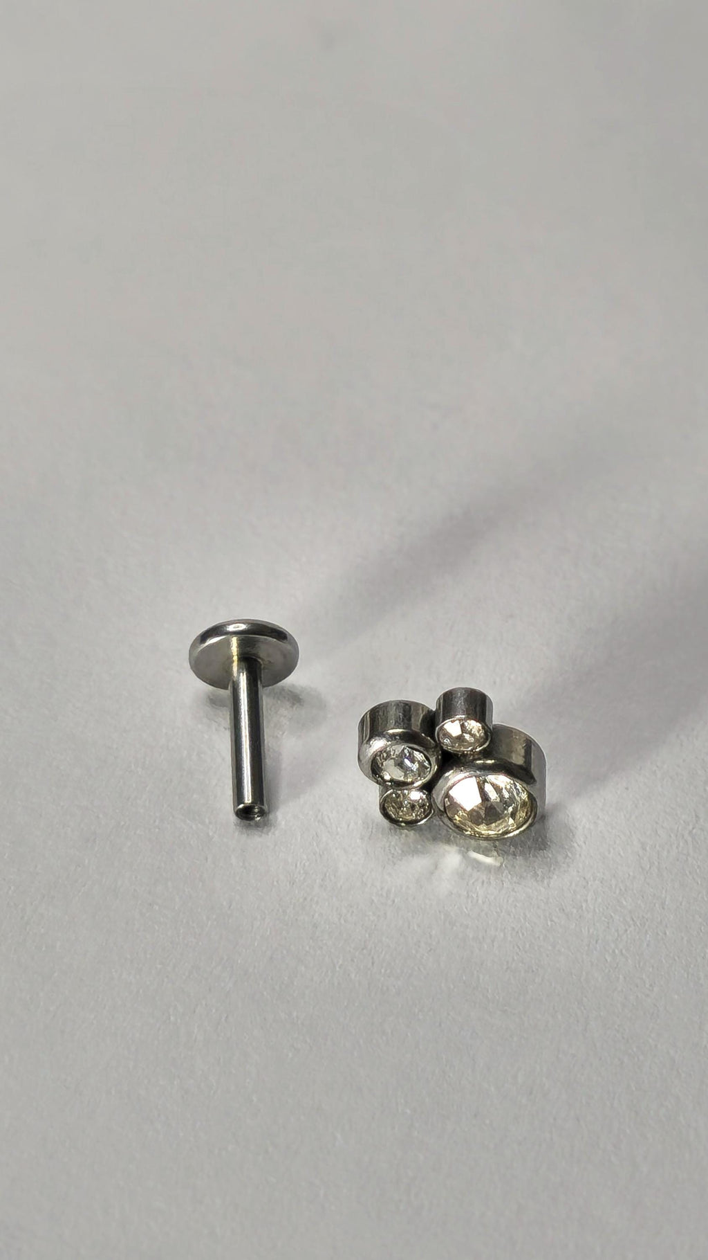 Clear CZ Paw Print Labret Stud, Flat Back Earring, Tragus Helix Cartilage Piercing Jewellery