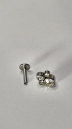 Clear CZ Paw Print Labret Stud, Flat Back Earring, Tragus Helix Cartilage Piercing Jewellery
