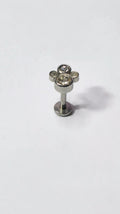 Clear CZ Paw Print Labret Stud, Flat Back Earring, Tragus Helix Cartilage Piercing Jewellery