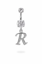 Alphabet Initial Belly Button Rings With CZ Crystals