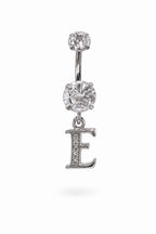 Alphabet Initial Belly Button Rings With CZ Crystals