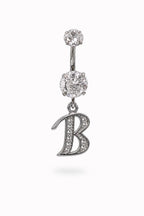 Alphabet Initial Belly Button Rings With CZ Crystals