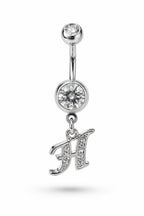 Alphabet Initial Belly Button Rings With CZ Crystals