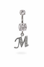 Alphabet Initial Belly Button Rings With CZ Crystals