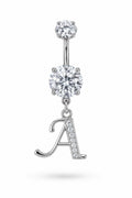 Alphabet Initial Belly Button Rings With CZ Crystals