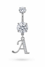 Alphabet Initial Belly Button Rings With CZ Crystals