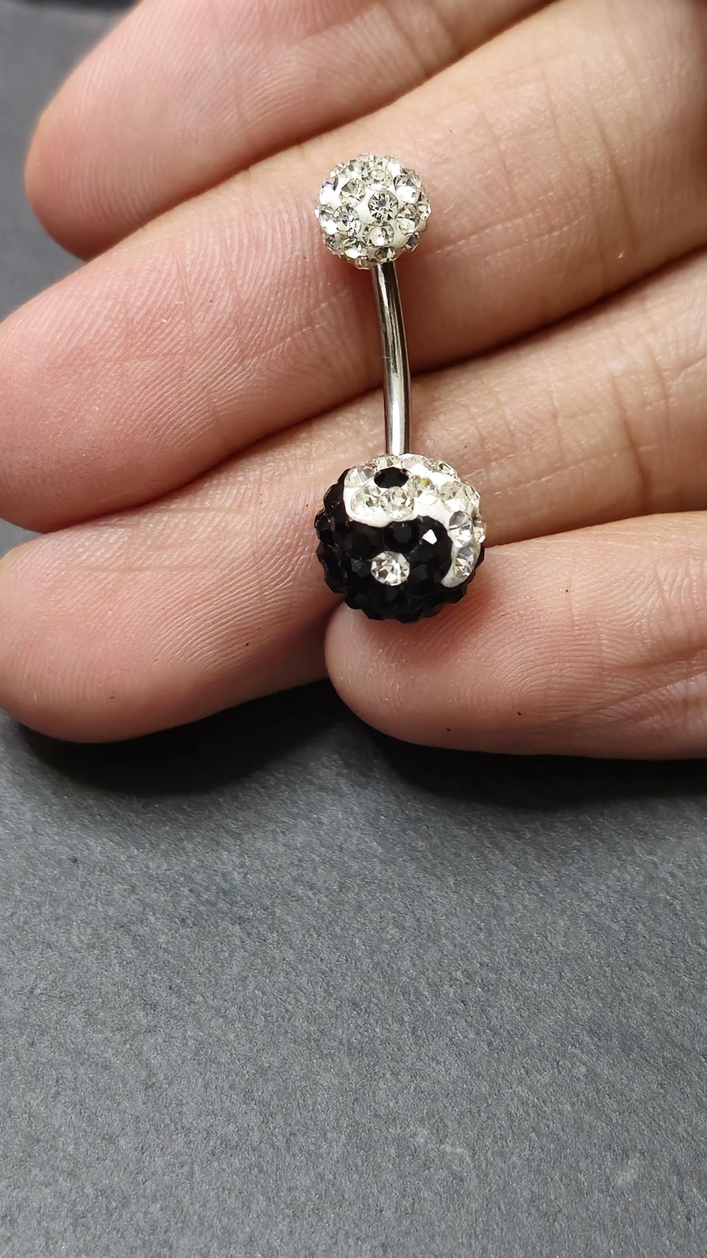 Yin Yang Crystal Belly Button Ring