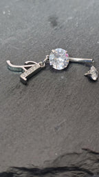 Alphabet Initial Belly Button Rings With CZ Crystals