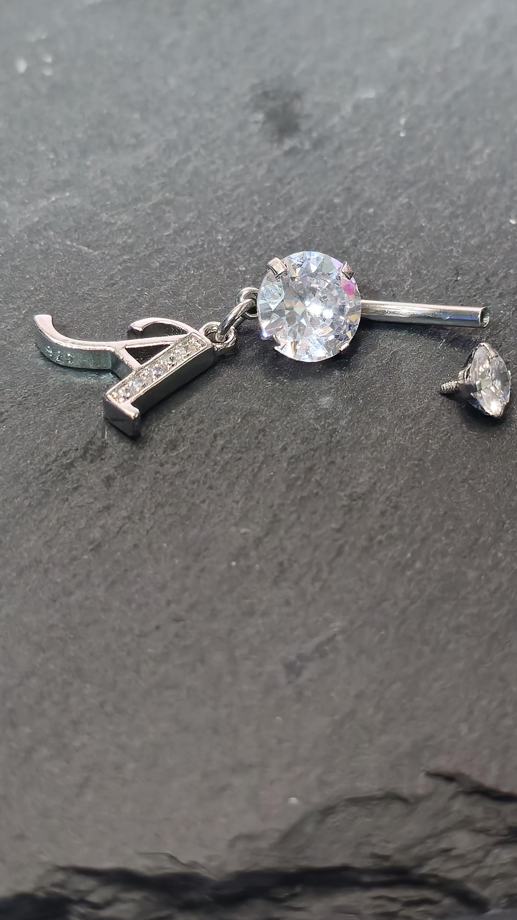 Alphabet Initial Belly Button Rings With CZ Crystals