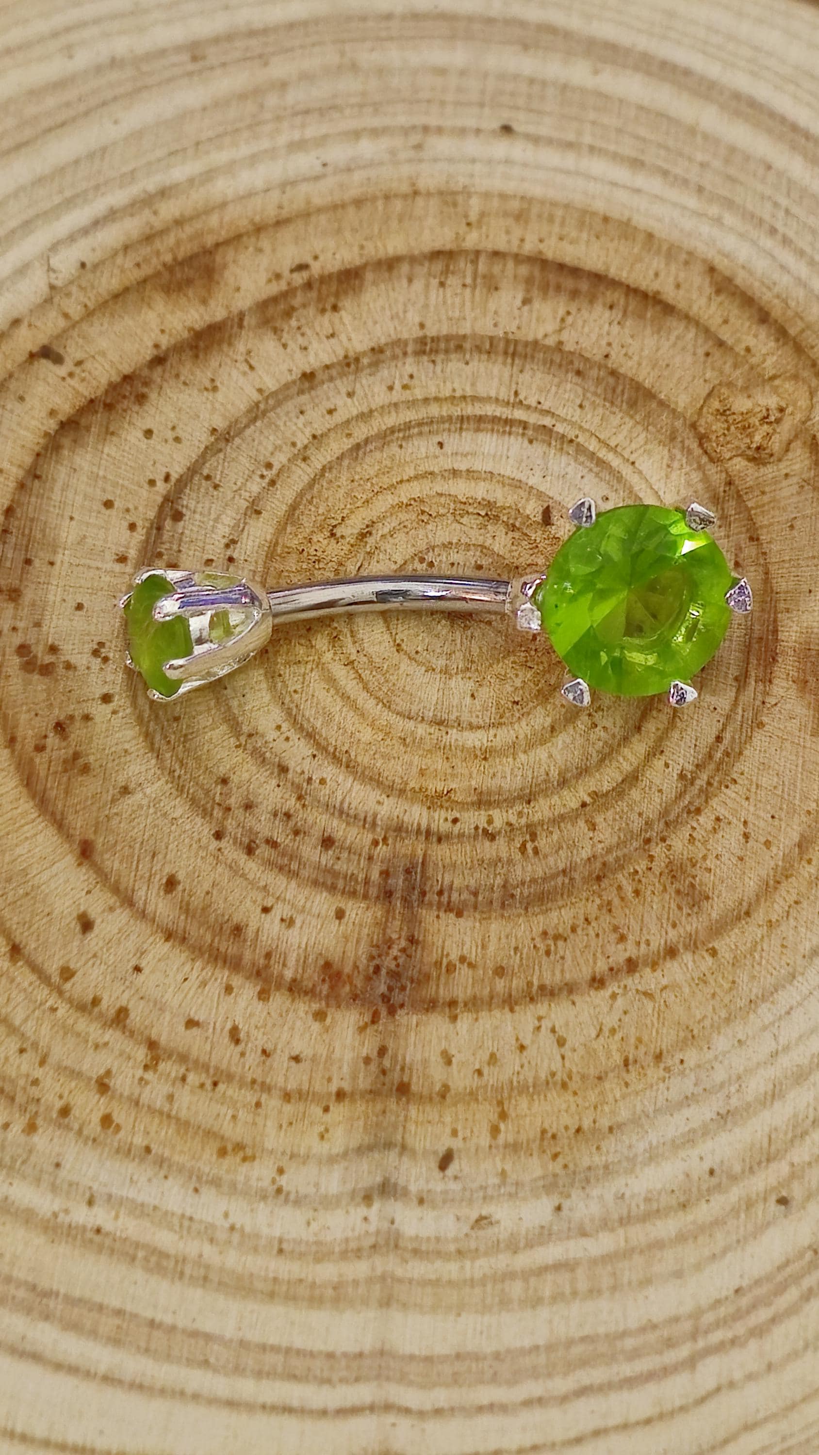 Round Double Crystal Belly Button Ring, Stainless Steel Curved Belly Navel Barbells