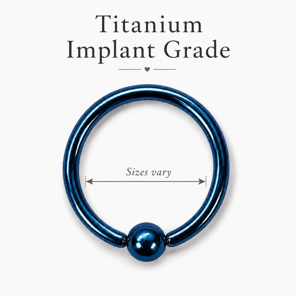 Titanium Blue Captive Bead Rings - Septum, Ear and Nipple Piercings