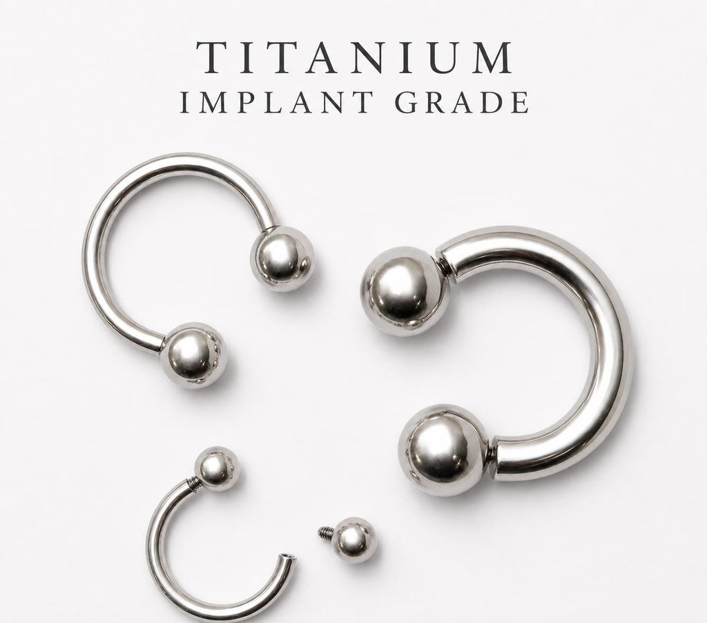 Titanium Silver Horseshoe Circular Barbell Septum Nose Ring