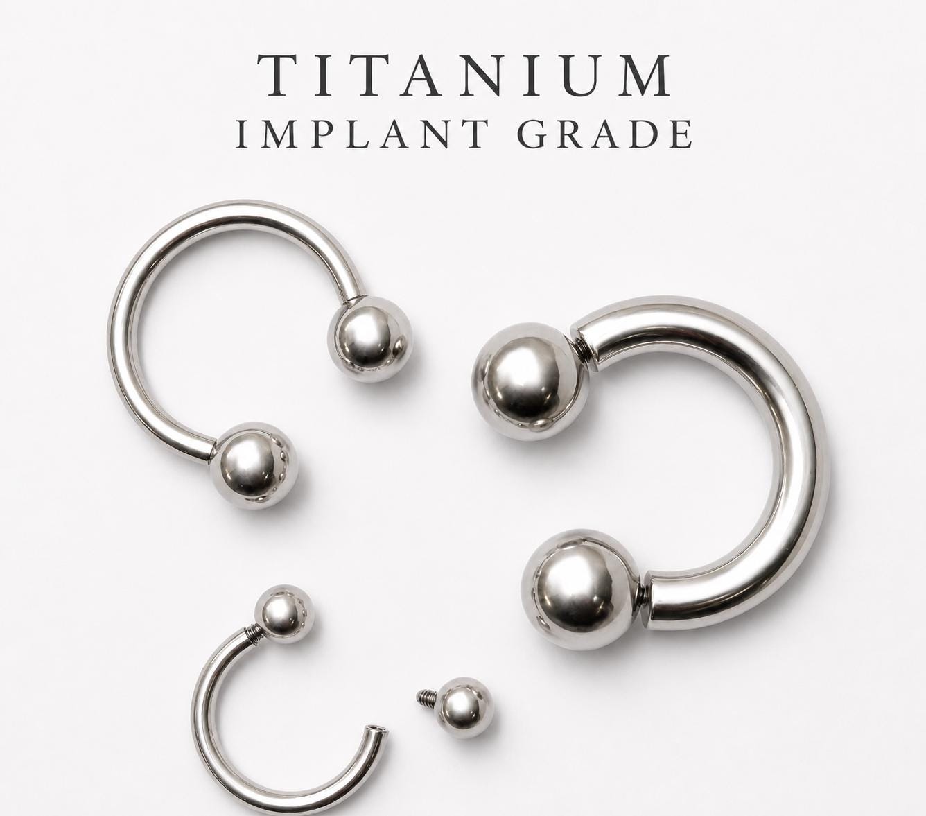 Titanium Silver Horseshoe Circular Barbell Septum Nose Ring