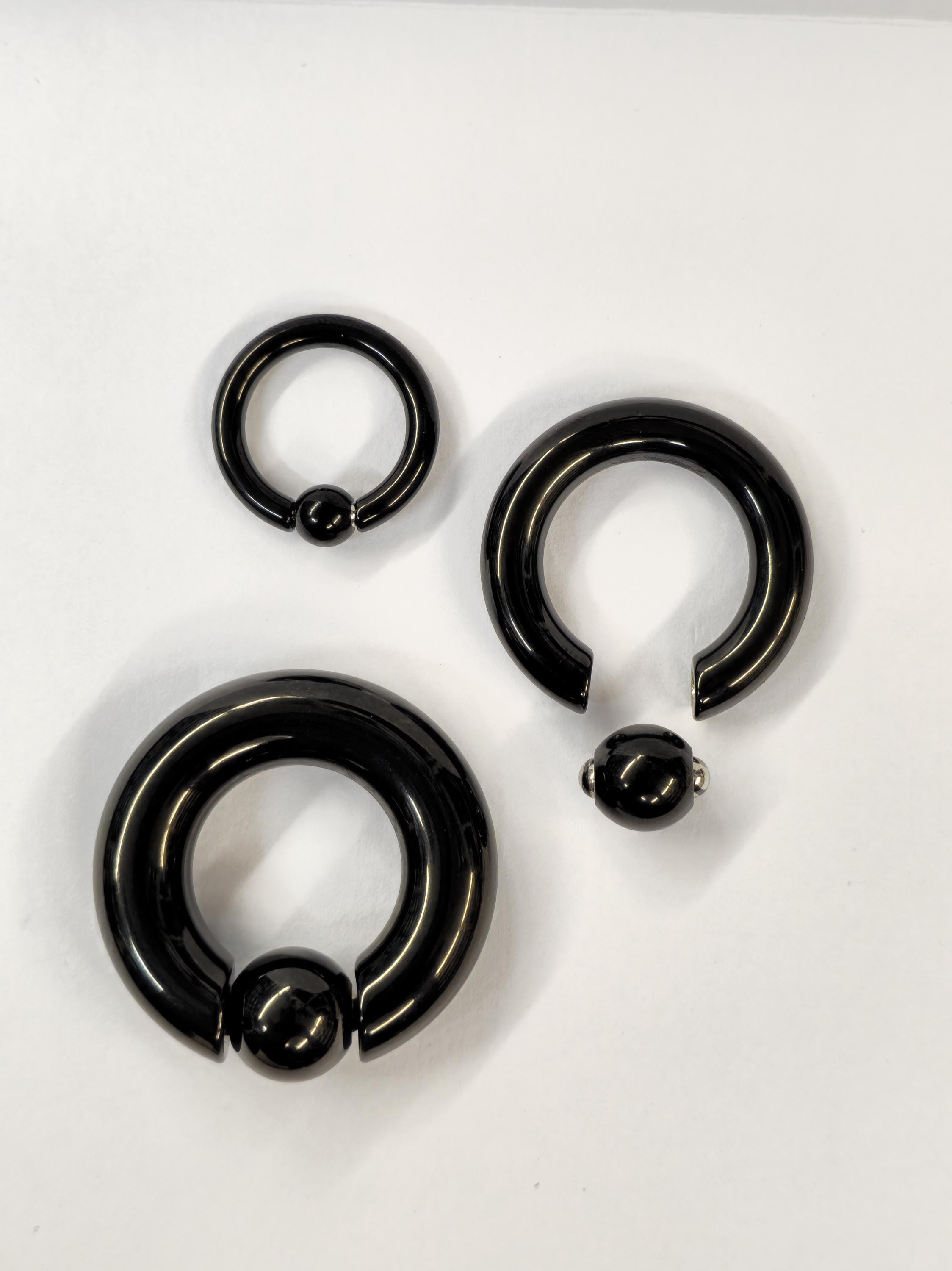 Titanium Black Captive Bead Rings - Septum, Ear and Nipple Piercings