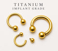 Titanium Gold Horseshoe Circular Barbell Septum Nose Ring