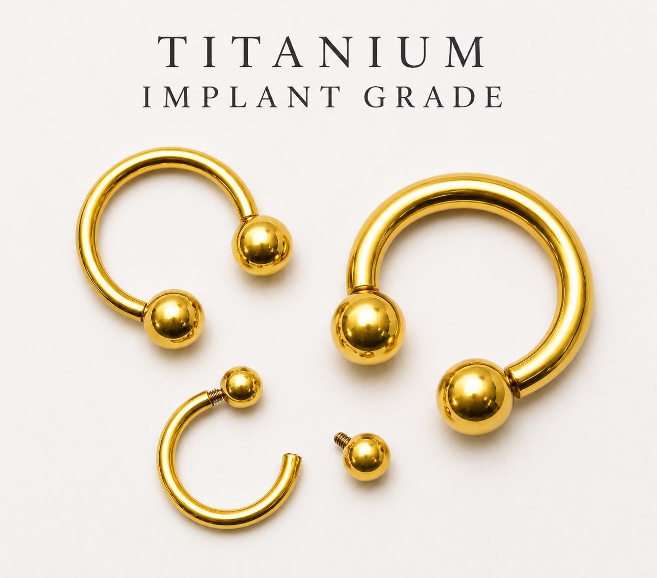 Titanium Gold Horseshoe Circular Barbell Septum Nose Ring