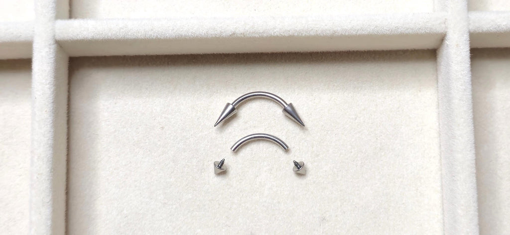 Titanium Silver Eyebrow Barbell Cone/Spike : Internally Threaded 16G and 14G Body Jewellery
