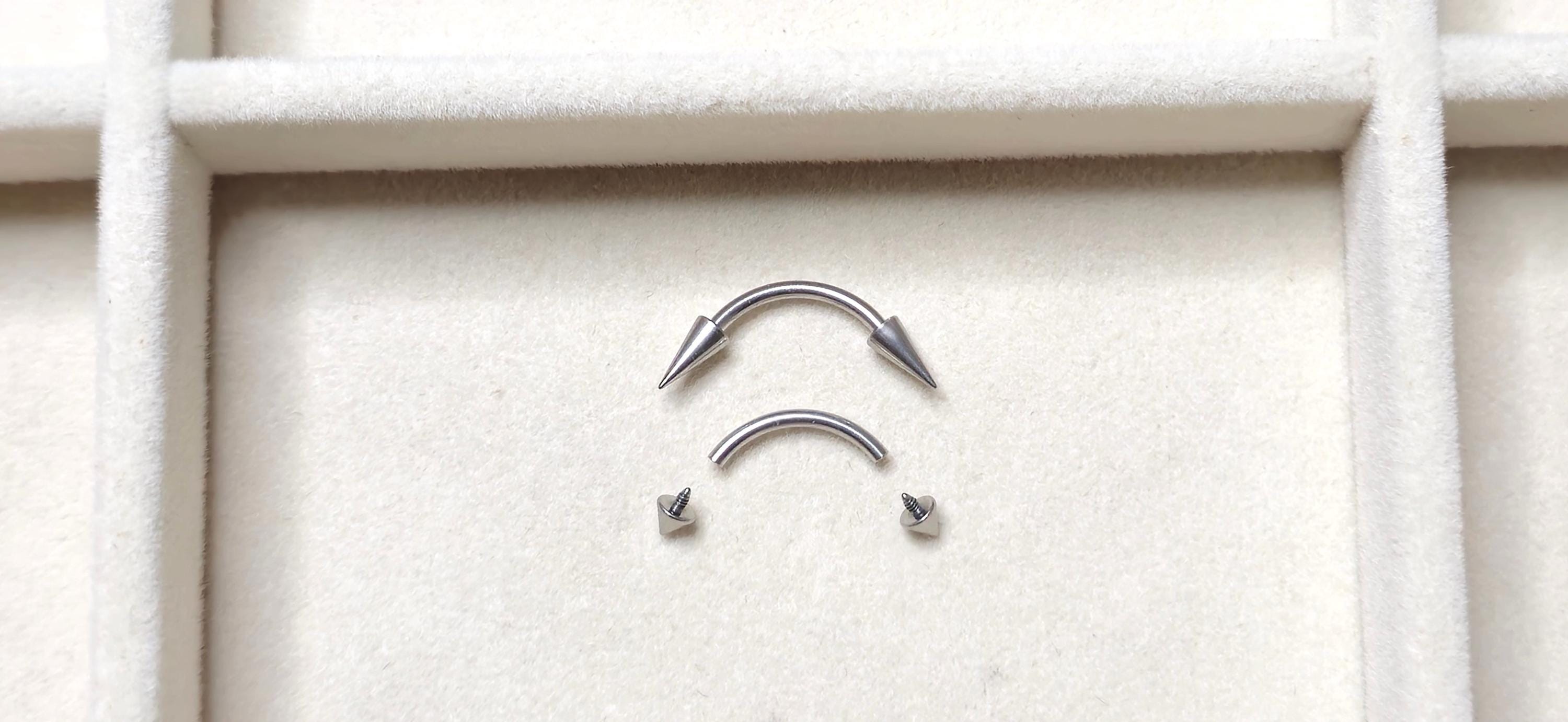 Titanium Silver Eyebrow Barbell Cone/Spike : Internally Threaded 16G and 14G Body Jewellery