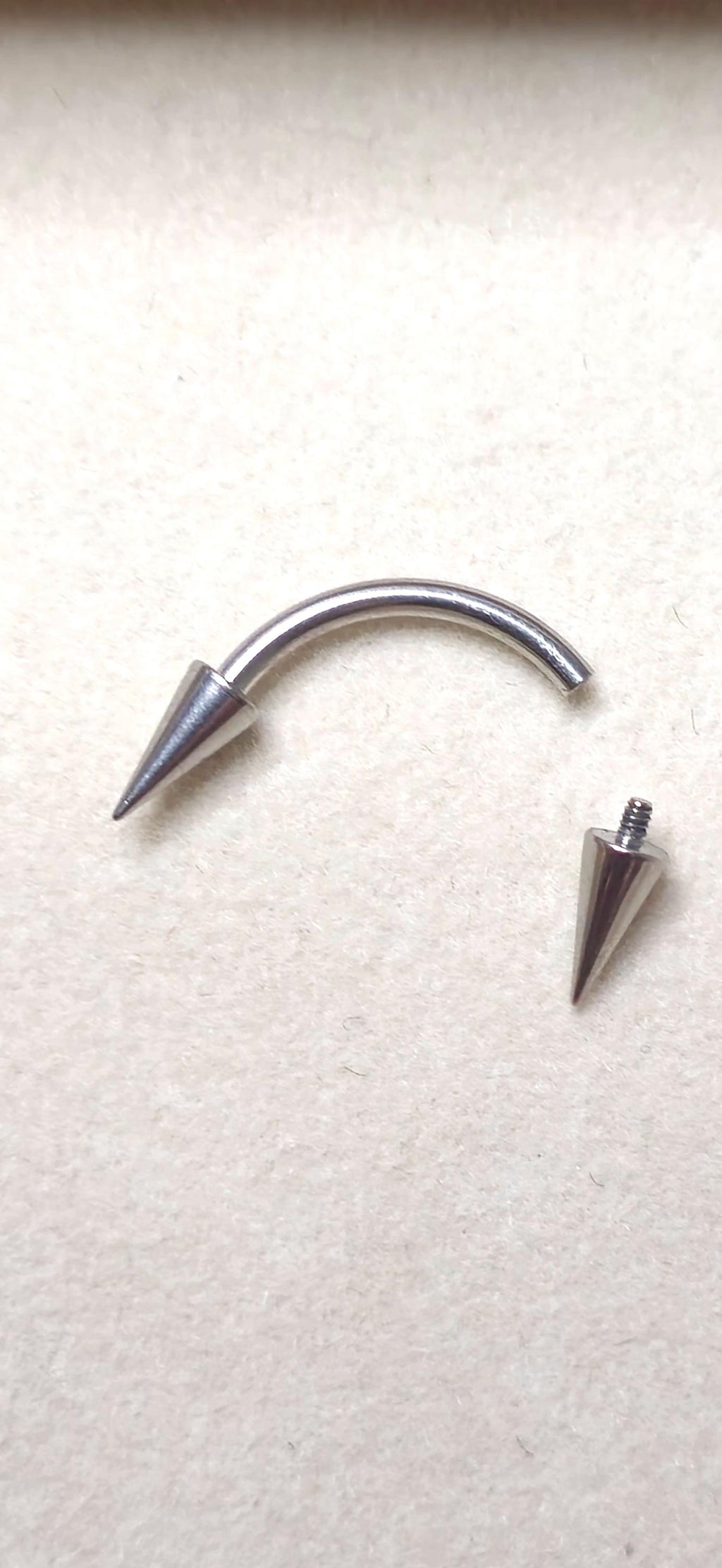 Titanium Silver Eyebrow Barbell Cone/Spike : Internally Threaded 16G and 14G Body Jewellery