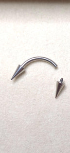 Titanium Silver Eyebrow Barbell Cone/Spike : Internally Threaded 16G and 14G Body Jewellery