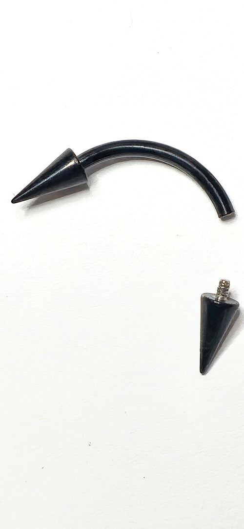 Black Titanium Arrow Curved Barbell, Eyebrow Ring, Rook, Snug and Vertical Labret Piercing Jewellery