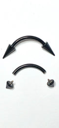 Black Titanium Arrow Curved Barbell, Eyebrow Ring, Rook, Snug and Vertical Labret Piercing Jewellery