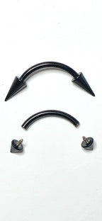 Black Titanium Arrow Curved Barbell, Eyebrow Ring, Rook, Snug and Vertical Labret Piercing Jewellery