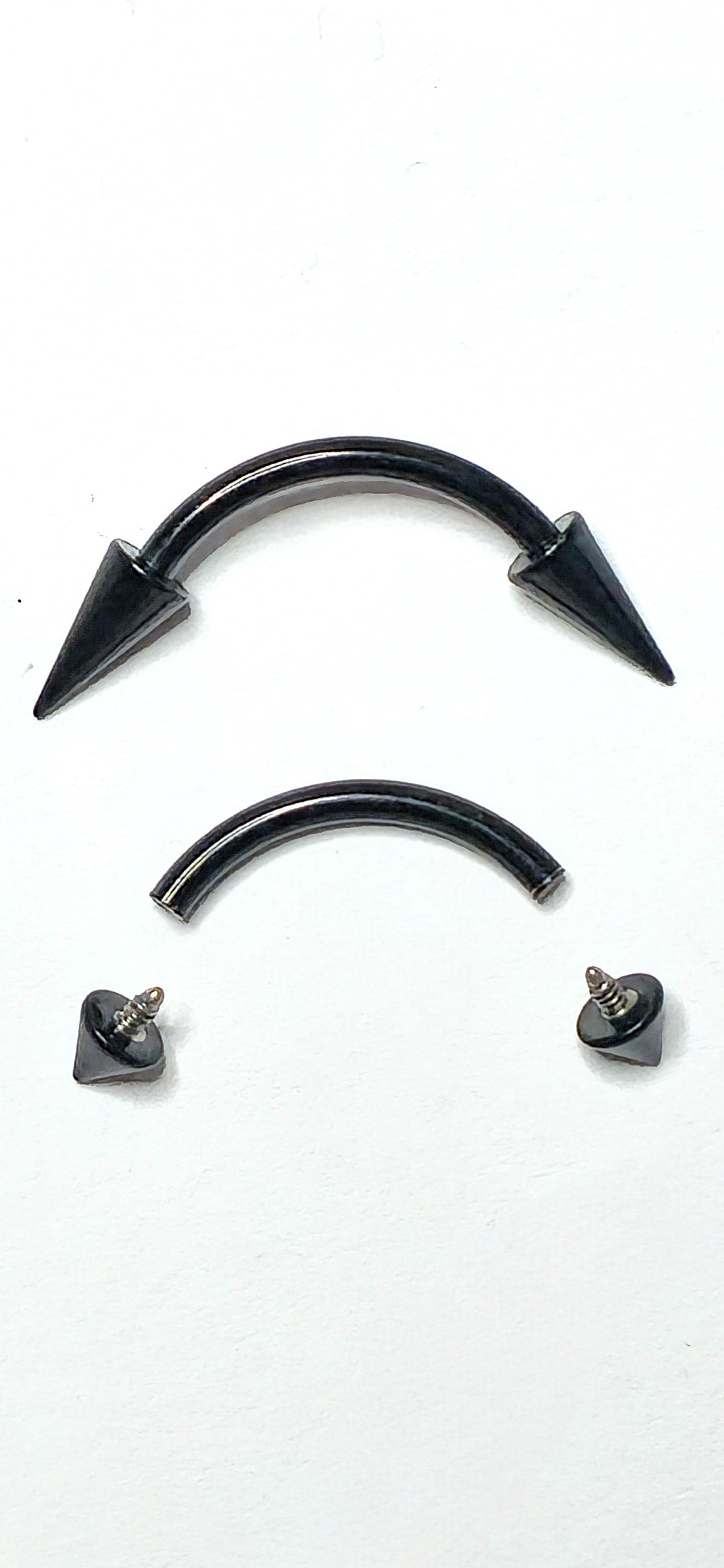 Black Titanium Arrow Curved Barbell, Eyebrow Ring, Rook, Snug and Vertical Labret Piercing Jewellery