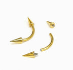 Gold Titanium Arrow Curved Barbell, Eyebrow Ring, Rook, Snug and Vertical Labret Piercing Jewellery