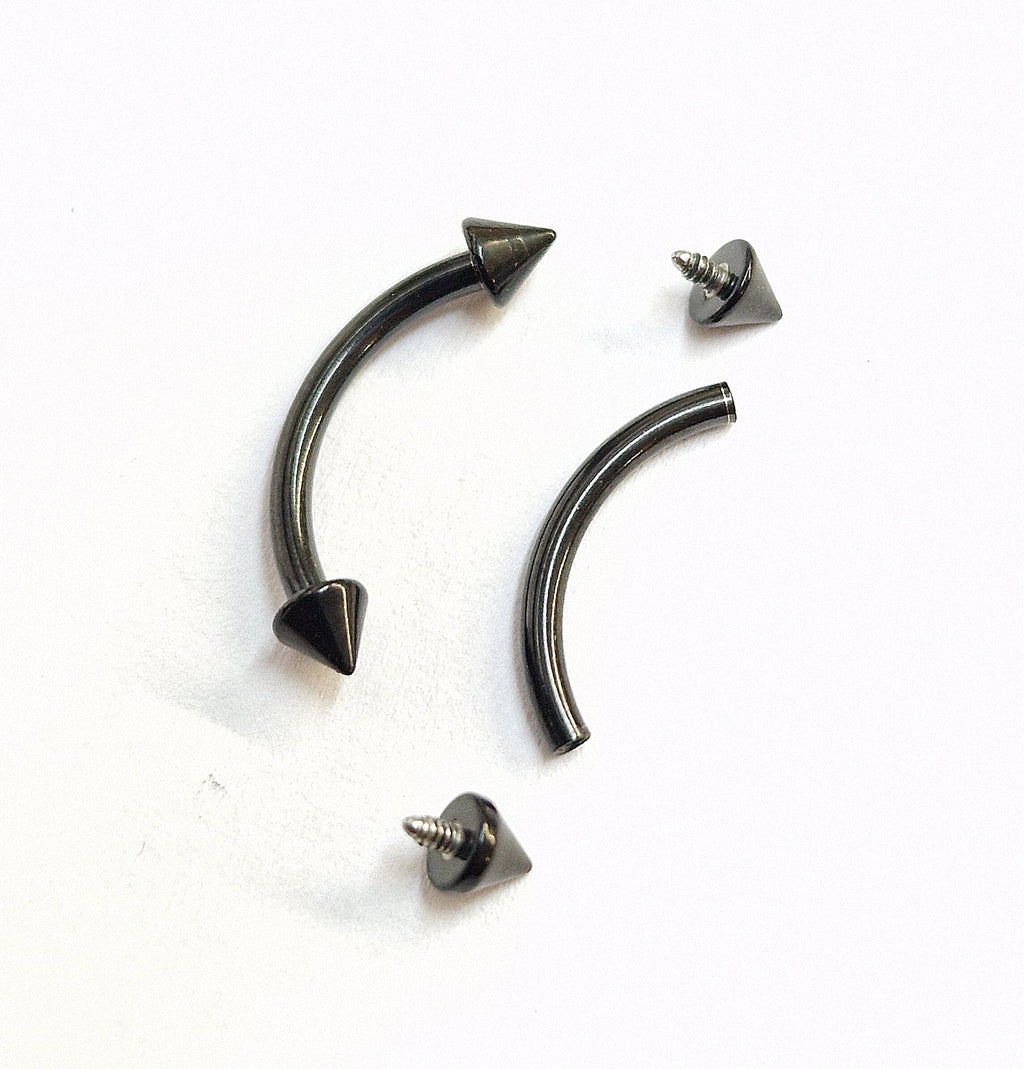 Black Titanium Arrow Curved Barbell, Eyebrow Ring, Rook, Snug and Vertical Labret Piercing Jewellery