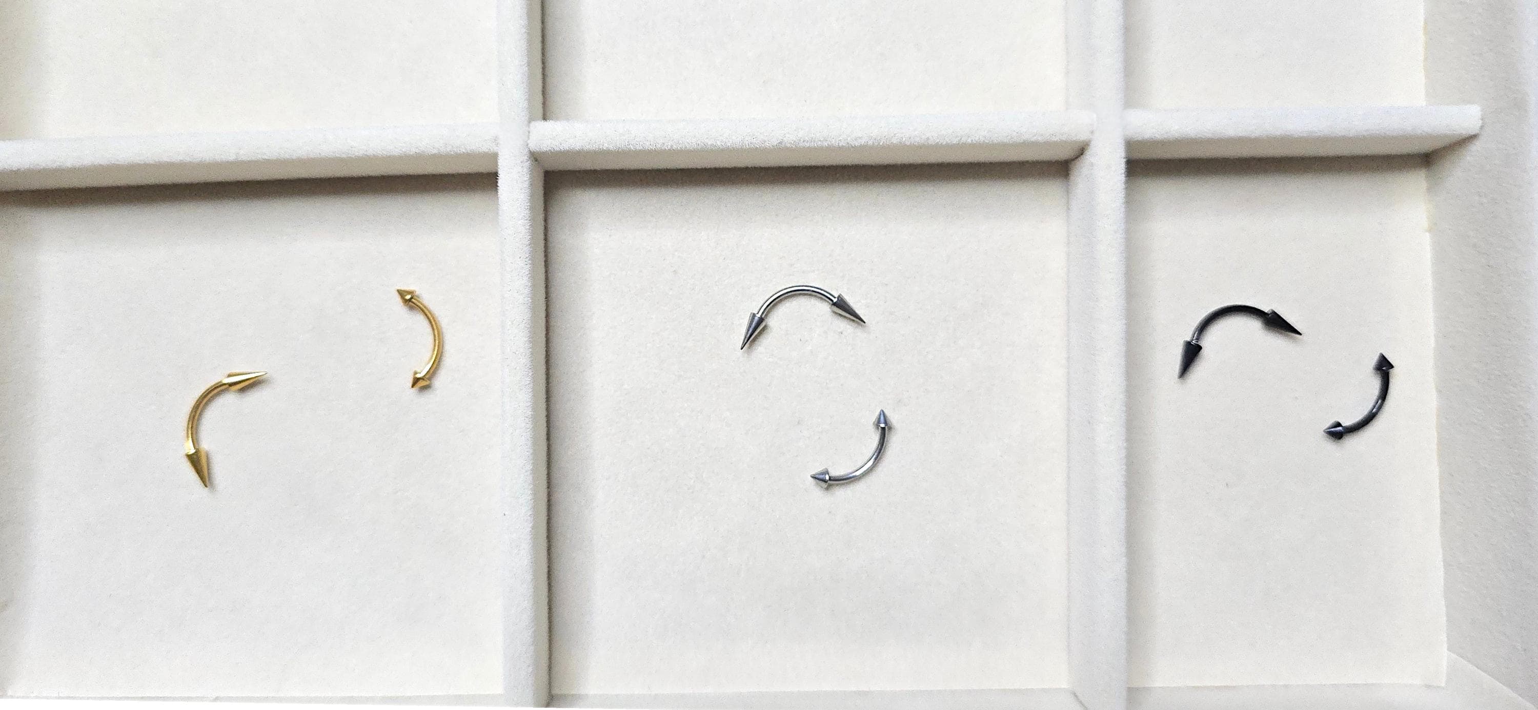 Black Titanium Arrow Curved Barbell, Eyebrow Ring, Rook, Snug and Vertical Labret Piercing Jewellery