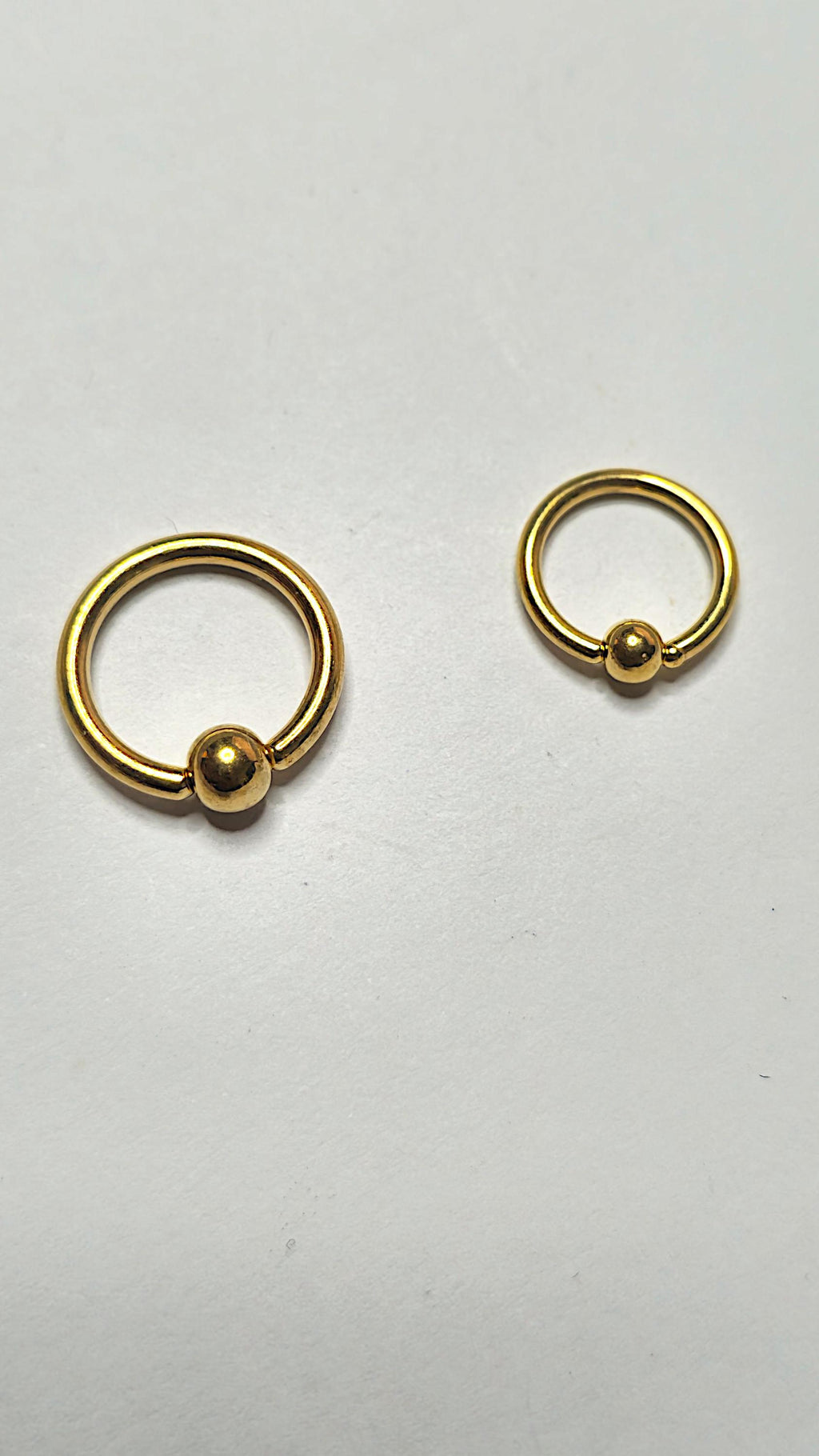 Titanium Gold Captive Bead Rings - Septum, Ear and Nipple Piercings