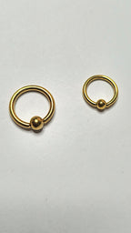 Titanium Gold Captive Bead Rings - Septum, Ear and Nipple Piercings