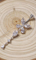 CZ Butterfly Belly Button Ring Silver Alloy  Navel Bar Dangle Drop Piercing Jewellery
