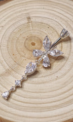 CZ Butterfly Belly Button Ring Silver Alloy  Navel Bar Dangle Drop Piercing Jewellery