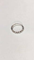 Silver Twisted Rope Nose Ring Hinged Clicker Hoop Textured Nostril and Septum Piercing