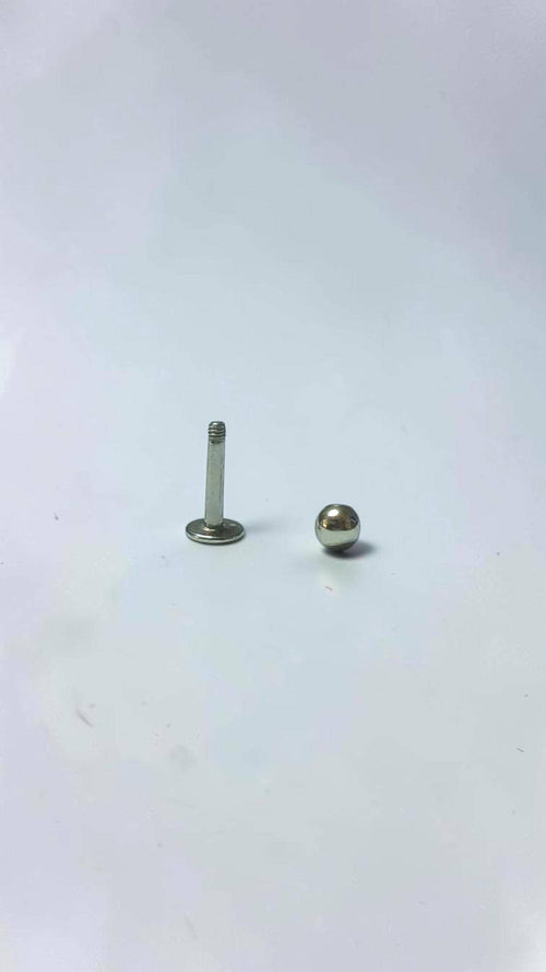 3 Piece Stainless Steel Labret Stud Set, Ball Cone Spike Flat Back Lip Rings